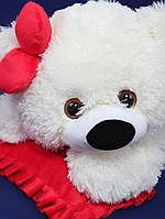 Мягкая игрушка белая Мишка-Малышка 45 см. Милые мягкие игрушки для девочек Красный