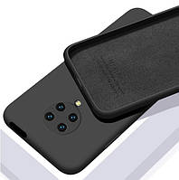 Силиконовый чехол софт тач для Poco F2 Pro черный матовый бампер с микрофиброй