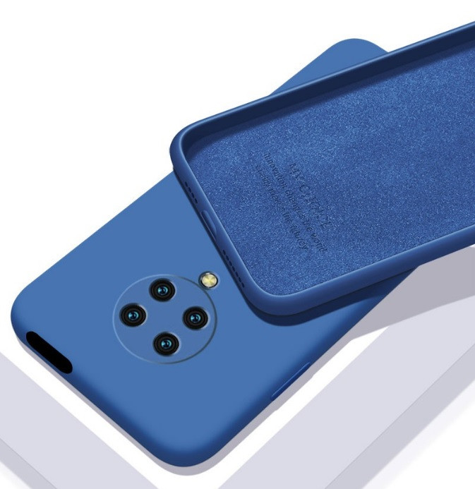 Силіконовий софт тач чохол із мікрофіброю для Poco F2 Pro синій тонкий матовий