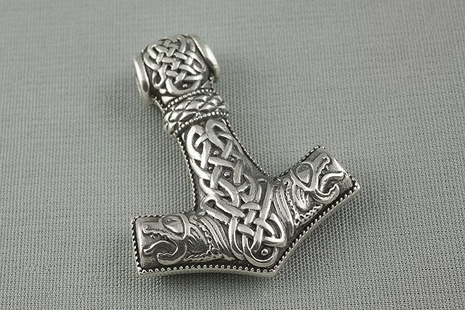 Молот Тора з вовчею головами малі, Серебро 925