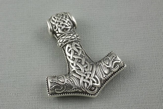Молот Тора з вовчею головами малі, Серебро 925, фото 1