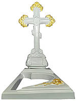 Комплект Памятник бетонний "Крест большой и Гробница с розами" белый в лаке