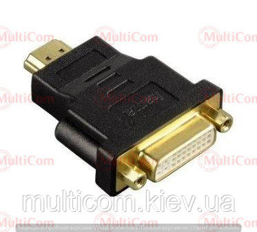 02-01-062. Перехідник гніздо DVI (24+5) - штекер HDMI, gold pin, корпус пластик