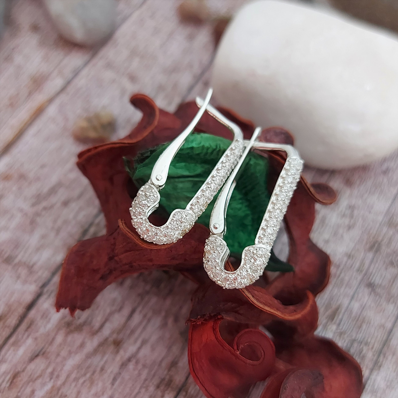 Булавки, сережки з камінням, сережки Джонні Депа, срібло, золото