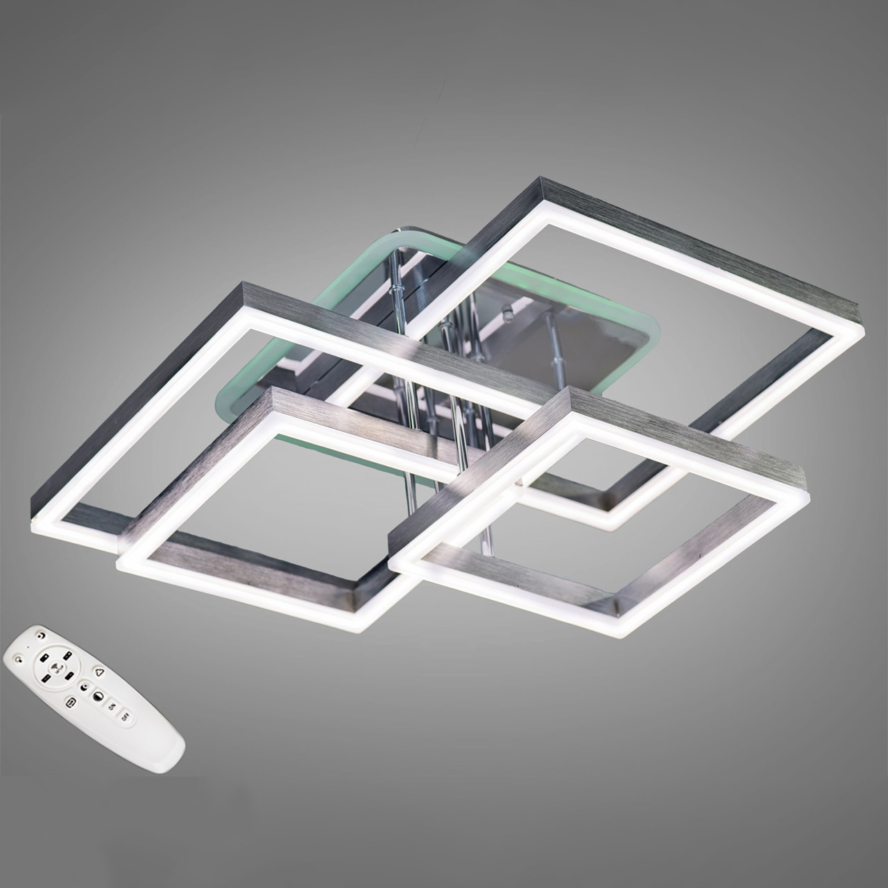 Світлодіодна люстра "квадрати" 135 Вт на пульті управління і підсвічуванням підстави D-8113NEW HR LED RGB, фото 1