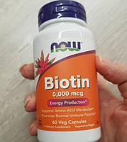 Биотин для волос ногтей и кожи Now Foods Biotin 5,000 мкг 60 капсул