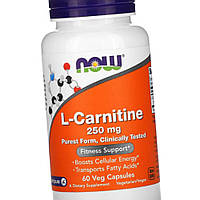 L-карнітин NOW Foods L-Carnitine 250 мг purest form 60 капсул Для зниження ваги