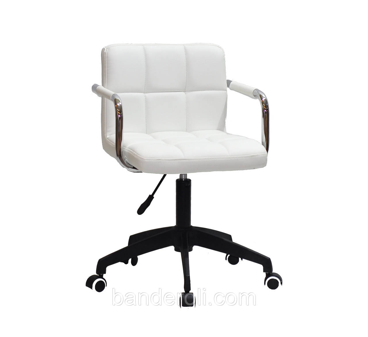 Крісло Arno-Arm Modern BK-Office екокожа білий на чорному хрестовині з колесами
