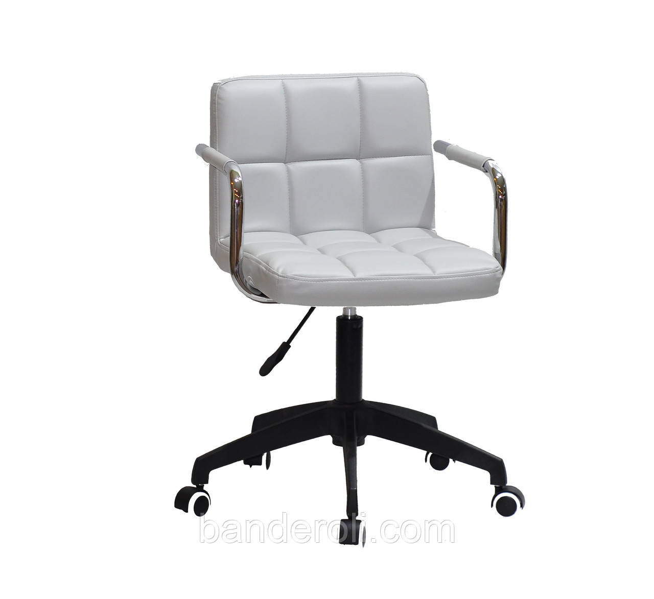 Крісло Arno-Arm Modern BK-Office екокожа світло сірий на чорній хрестовині з колесами, фото 1
