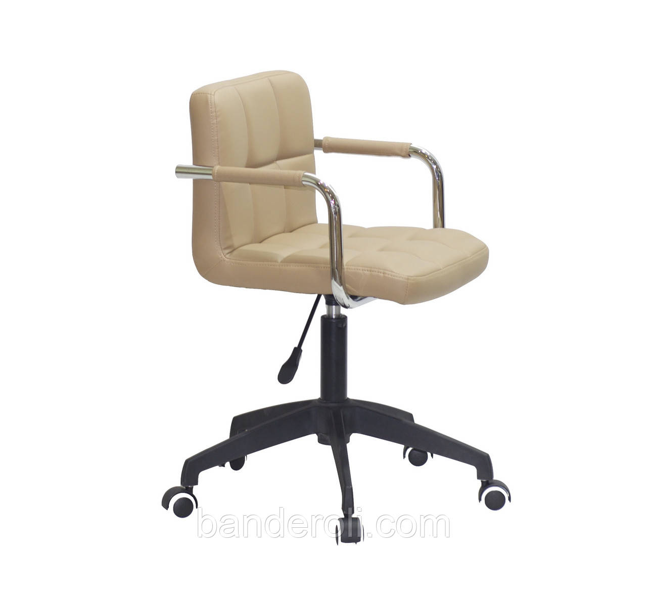 Крісло Arno-Arm Modern BK-Office екокожа бежевий на чорній хрестовині з колесами, фото 1