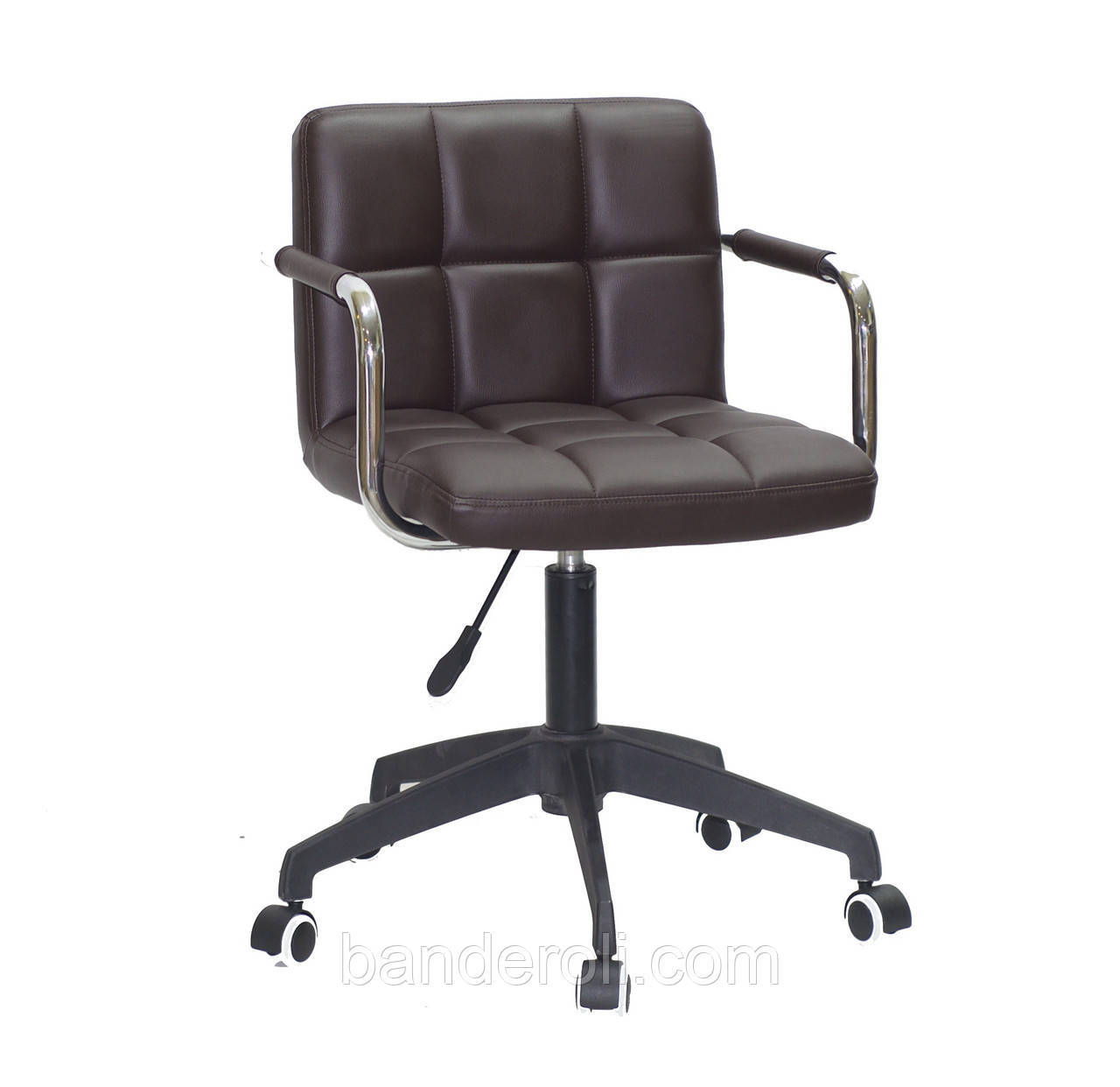 Крісло Arno-Arm Modern BK-Office екокожа коричневий на чорній хрестовині з колесами, фото 1