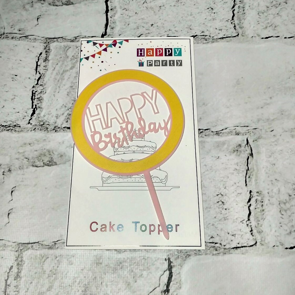 Топпер в торт Happy Birthday