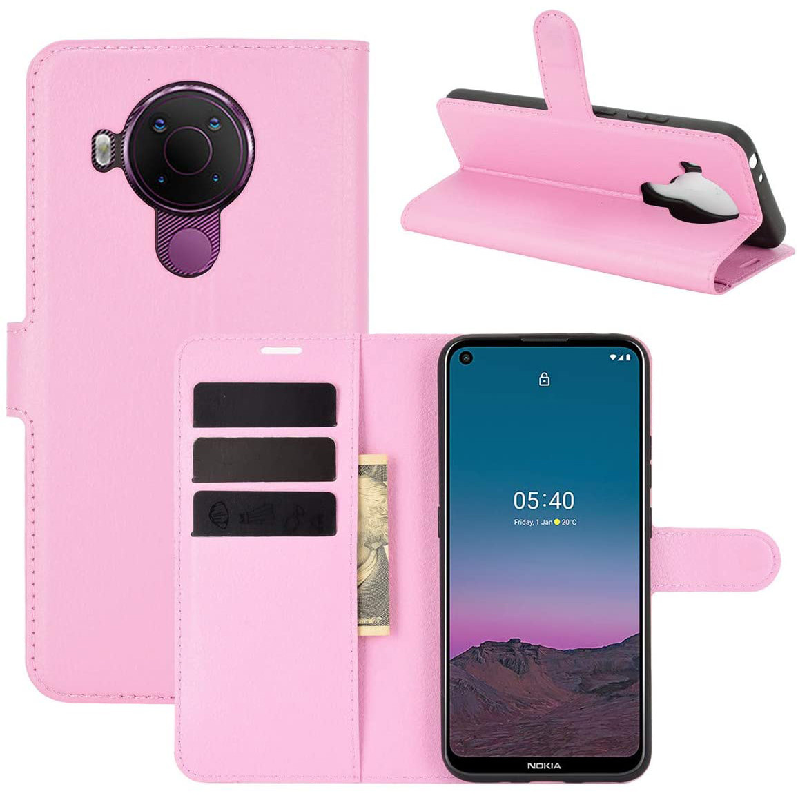 Чохол-книжка Litchie Wallet для Nokia 5.4 Pink