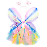 Детский карнавальный костюм для девочки бабочка Радужный, 4-8 лет, разноцветный (518103)