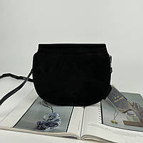 Жіноча замшева напівкругла сумка через плече Polina&Eiterou чорна, фото 6