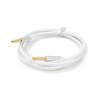 Кабель VEGGIEG AUW-1 AUX Audio DC3.5 тато-тато 1.0 м, GOLD Stereo Jack, обплетення, (круглий) White cable, Пакет