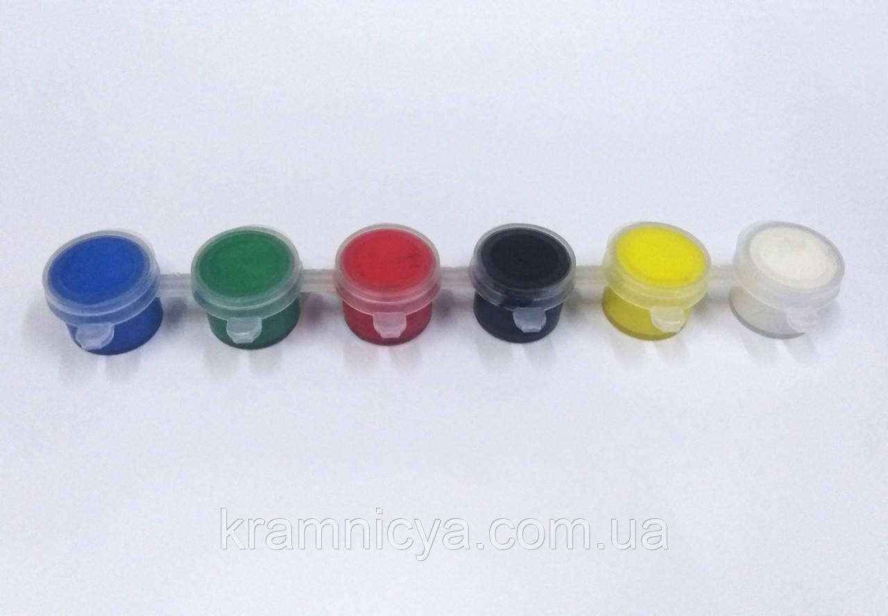 Акрилова фарба, набір 6 кольорів (по 2 мл. кожного) (А-200), фото 1