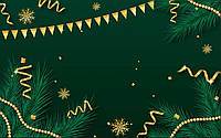 Фото-фон новогодний 120×75 см "Зеленый фон, золотые предметы", фон для предметной съемки ПВХ (баннерная ткань)