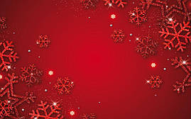 Фото-фон новорічний 120×75 см "Червоний фон, сніжинки гліттер", фон для предметної зйомки ПВХ (банерна тканина)