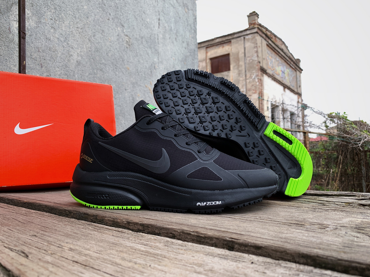 Чоловічі утеплені термо кросівки Nike Zoom Winflo 8.0 Black Lime водонепроникні