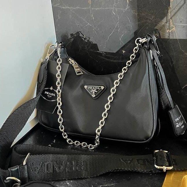 Жіноча сумка Prada Re-Mini Black Edition | Клатч Прада Міні Чорна, фото 1