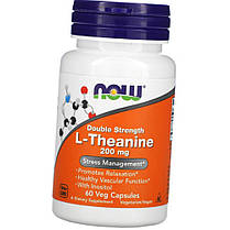 L-теанін NOW Double Strenght L-Theanine 200 mg 60 капс, фото 3