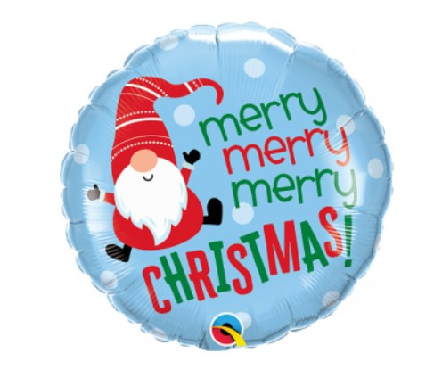 G 18" Фольгована куля Щасливого Різдва 18" Merry Christmas Gnome Foil Balloon — 46 см