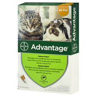 Капли Bayer Advantage 40 для кошек от блох до 4 кг 1шт.