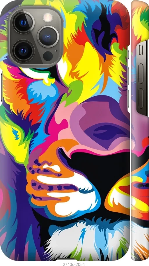 Чехол на Apple iPhone 12 Pro Max Разноцветный лев "2713c-2054-47372"