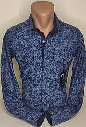 Чоловіча сорочка синя приталені з довгим рукавом Paul Smith vd-0302, стильна чоловіча сорочка Туреччина бавовна S