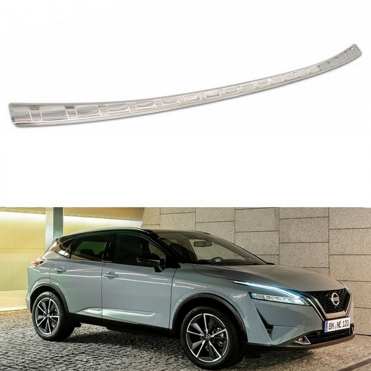 Захисна накладка на задній бампер для Nissan Qashqai J12 2021-2023 до-рестайлінг /нерж.сталь/