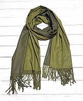 Кашемировый двусторонний шарф палантин Онтарио 185*70 см хаки