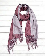 Кашемировый двусторонний шарф палантин Онтарио 185*70 см серый/бордовый