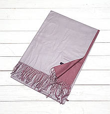 Кашеміровий двосторонній шарф палантин Онтаріо 185*70 см сірий/бордовий, фото 4