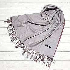 Кашеміровий двосторонній шарф палантин Онтаріо 185*70 см сірий/бордовий, фото 3