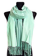 Кашемировый двусторонний шарф палантин Онтарио 185*70 см мятный/бирюзовый