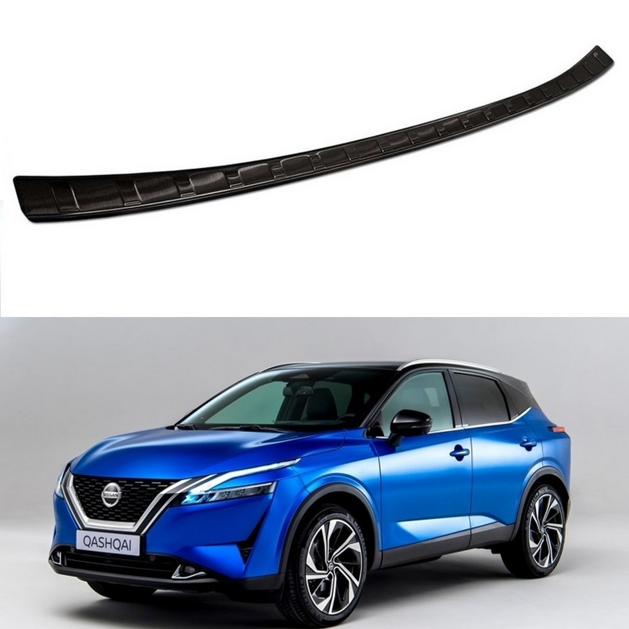 Захисна накладка на задній бампер для Nissan Qashqai J12 2021-2023 до-рестайлінг /чорн.нерж.сталь/