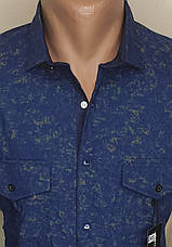 Чоловіча сорочка синя приталені з довгим рукавом Paul Smith vd-0303, стильна чоловіча сорочка Туреччина бавовна, фото 3