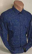 Чоловіча сорочка синя приталені з довгим рукавом Paul Smith vd-0303, стильна чоловіча сорочка Туреччина бавовна, фото 5