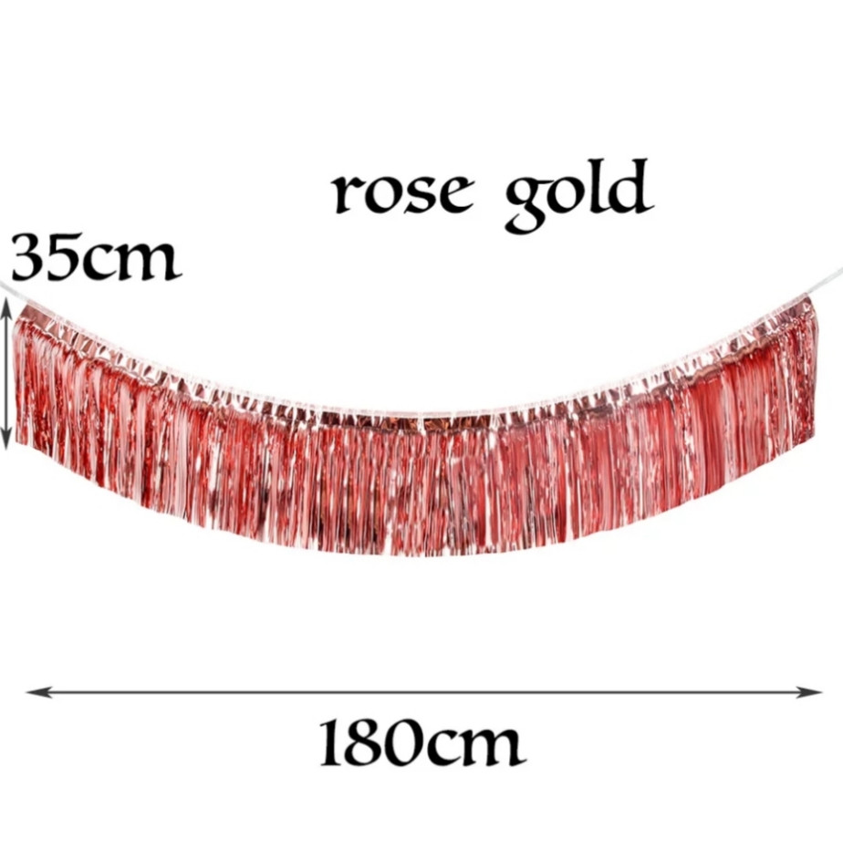 Гірлянда дощик для фотозони 180 на 35 см рожеве золото