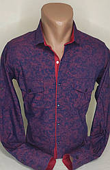 Чоловіча сорочка синя приталена з довгим рукавом Paul Smith vd-0301, стильна чоловіча сорочка Туреччина бавовна M