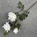 Штучна гілка Троянди 3-ка 80 см. світло персиковий, фото 2