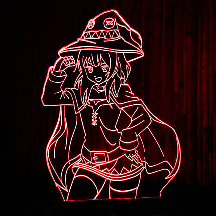 Акриловий світильник-нічник Мегумин (Коносуба) червоний tty-n001019, фото 1