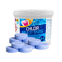 Таблетки хлор, засіб для дезінфекції води в басейні Multi Tabs (15 х 200 г), 3 кг - Gamix
