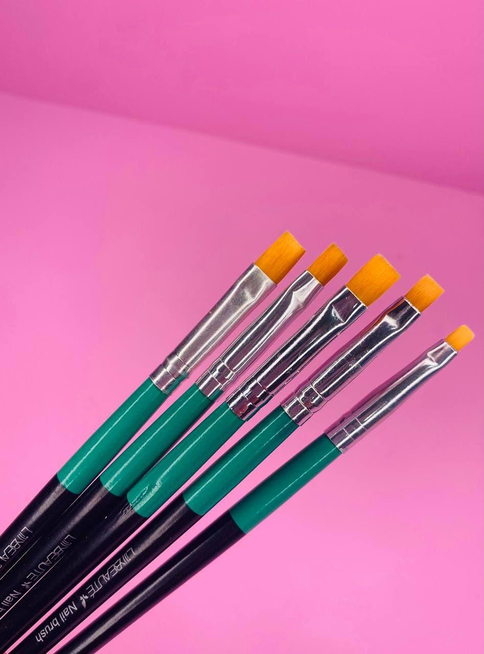 Набір пензлів для гелю прямий ворс 5 шт., різні розміри Lilly Beaute