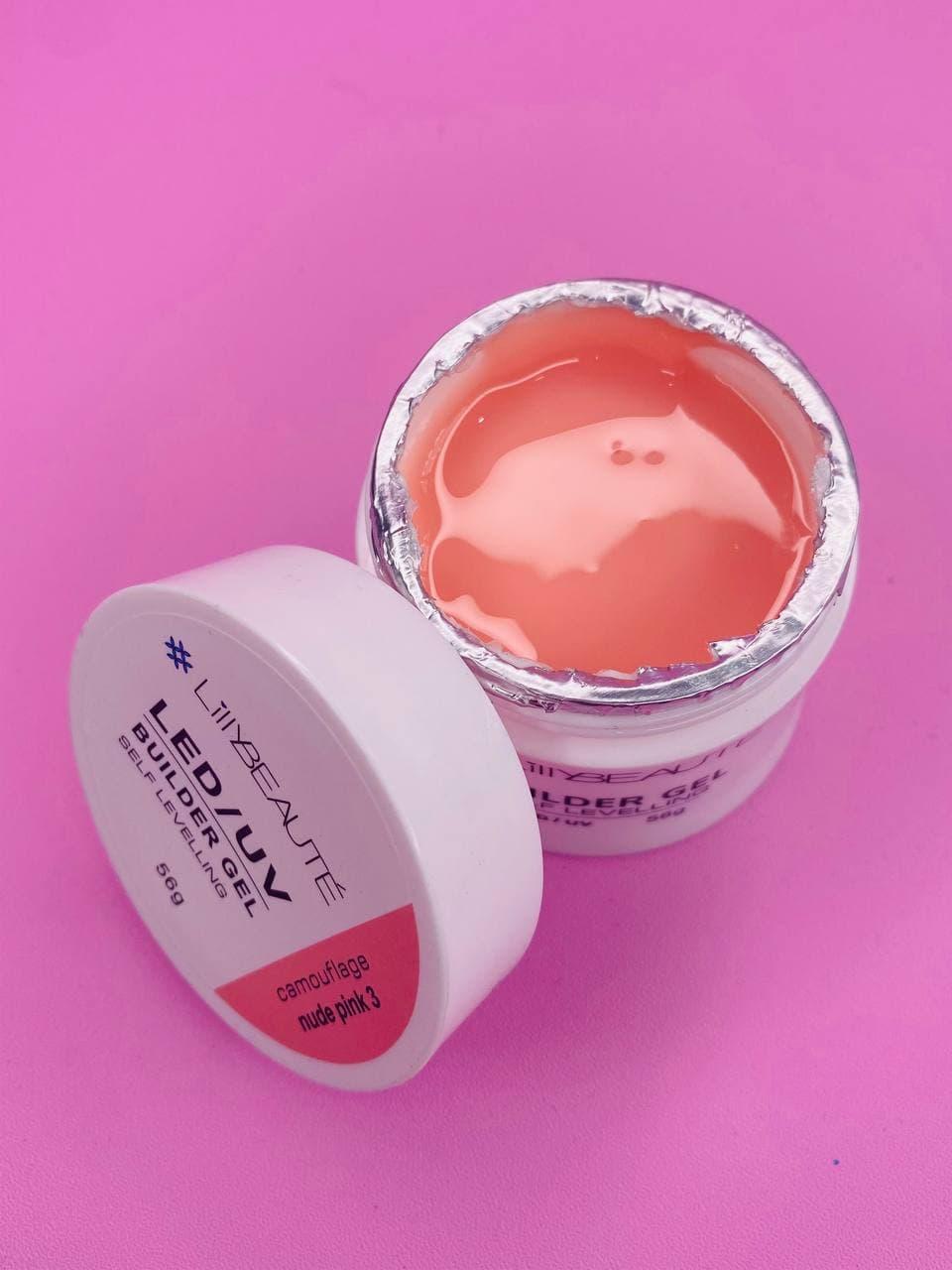 Гель для нарощування Lilly Beaute LED/UV Builder Gel Camouflage Nude Pink No3 56g.