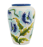 Красивая ваза для цветов подарочная керамическая Blue Sky Голубые маки 27 см