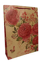 Пакет подарочный картонный Розы 19х24х8см арт.8383