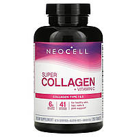 Колаген з вітаміном с, Тип 1 і 3, Super Collagen + C, Neocell, 250 таблеток