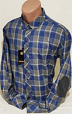Сорочка чоловіча кашемір Rieppa vd-0042 сіра приталені з довгим рукавом в клітку Туреччина XL, фото 2